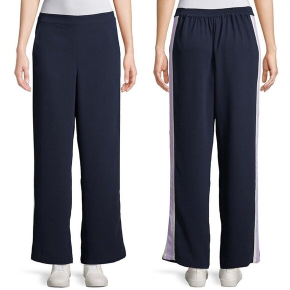 NWT‎ Retro Highline Side Stripe Track Pants Blue Size Medium New Tags Wide Leg M - Picture 1 of 13